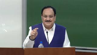 BJP National President and Union Minister JP Nadda interacts with IIMA students in Ahmedabad.