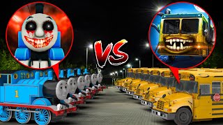 Drone Catches BUS EATER ARMY VS THOMAS THE TRAIN ARMY IN REAL LIFE!! (HUGE FIGHT)