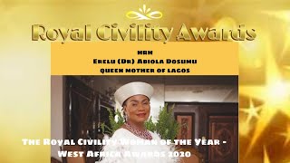 HRH Erelu Abiola Dosumu, receives The Royal Civility Woman of the Year – West Africa Awards 2020