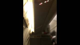 JAL B767 国際線シートベルトサインと着陸アナウンス seatbelt alert and announcement