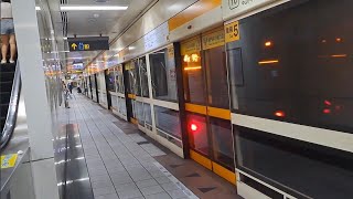 435次開往南勢角的C371型-4系列418+417編組高運量系統鋼輪鋼軌式捷運列車(台北捷運集章全制霸跑行程活動)，(民權西路站→中山國小站路程)