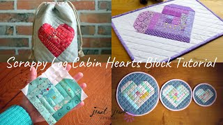 Scrappy Log Cabin Hearts Block Tutorial