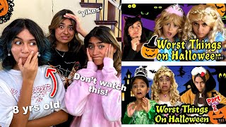 Reacting to WORST things on Halloween videos | GEM Sisters