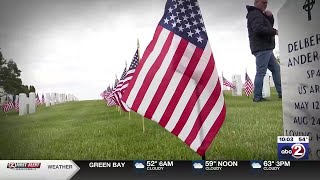 Thousands of flags at Central Wisconsin Veterans Memorial Cemetery for Memorial Day