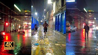 [4K] Walking in the Rain at Night in KATHMANDU (ASMR)