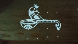 peacock with Veena rangoli design/navratri special rangoli design with dots @NSchannelrangoli