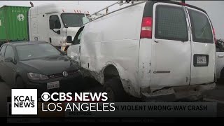 405 Freeway pursuit ends in violent wrong way crash