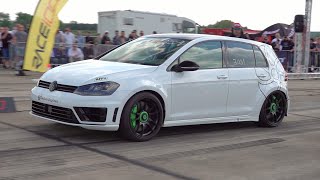 740HP VW Golf 7R w/ 2.5L TFSI RS3 Engine - FAST Accelerations \u0026 Drag Racing!