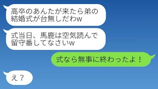 東大卒の弟だけを溺愛し、高卒の姉には結婚式に来ないように命令する母親。「学歴の低い人が来たら台無しだから」と言って笑っていたが、息子から衝撃の告白を受けて崩れ落ちる毒母の姿が面白い。