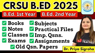 CRSU B.ED. 1st Year \u0026 2nd Year- Books, Previous Question Papers, Notes \u0026 Classes | Exams Preparation