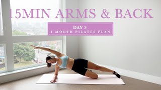 DAY 3 - 1 Month At Home Pilates Plan // 15MIN Hourglass Abs, Arms \u0026 Back // madeleineabeid