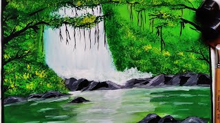 Hidden Waterfall Painting Easy Way || Acrylic Painting Tutorial || #14