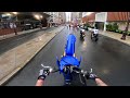 YZ85 WHEELIES THROUGH THE CITY IN THE RAIN!