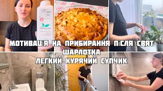 ПРИБИРАННЯ після СВЯТ// легкий курячий суп| шарлотка| відгук про засоби для прибирання