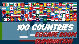 100 Countries Escape Room Elimination Marble Race in Algodoo