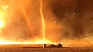 New Year’s bonfire out of control, whirls into tornado