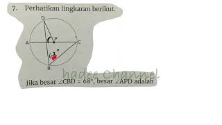 perhatikan lingkaran berikut,jika besar sudut cbd=68⁰,besar sudut apd adalah