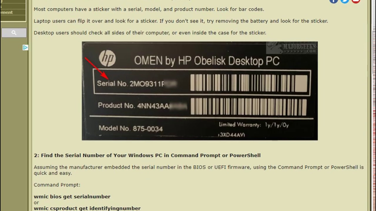 How To Find The Serial Number Of Your Windows PC - YouTube