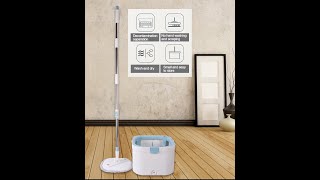 Mop and Bucket with Wringer Cleaning Dry \u0026 Wet Flat Floor Home Hardwood Tile Wooden Laminate Floors