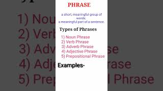 What is phrase|| types of phrase #phrases #englishgrammar #grammar #sablesir #shorts