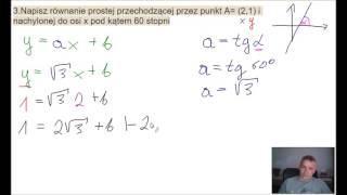 Napisz równanie prostej przechodzącej przez punkt A= (2,1)