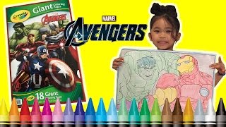 Coloring Hulk and Iron Man Avengers GIANT Coloring Book Page Crayola Crayons Color with FTC
