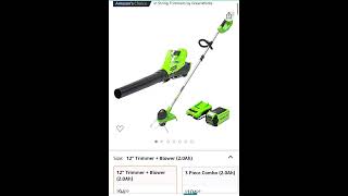 45 % off Greenworks 40V Cordless String Trimmer and Leaf Blower Combo Kit, 2.0Ah Battery and Charger