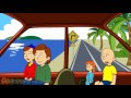 caillou misbehaves on a road trip gets grounded