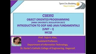 CS8392 Object Oriented Programming (Unit -I) - MCQs