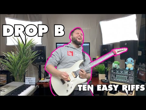 TOP TEN Easy RIFFS In DROP-B Tuning - YouTube