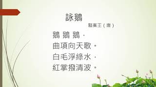 [唐詩] 詠鵝 -駱賓王 (廣東話) Tang poetry, Cantonese