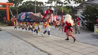 天塩町　令和6年7月17日　天塩厳島神社例大祭　越中獅子舞踊り収め　厳島神社境内にて