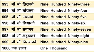 1 to 1000 Hindi counting in numbers and words|Hindi me ginti 1 se 1000