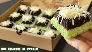 Laris manis! Tanpa oven, 2 telur aja, Membuat snack box bolu kukus pandan ketan hitam