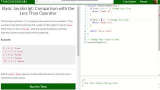 Basic JavaScript Comparison with the Less Than Operator free code camp Dani