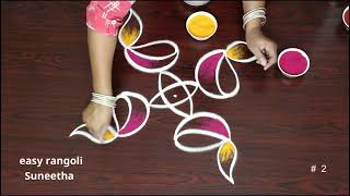 2 Trendy Diya rangoli design || Latest Deepam muggulu for Poojaroom || Apartment kolam