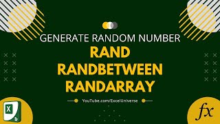 Random Number Generator | Generate Random Numbers Using Rand, Randbetween, and Randarray