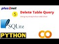 Query to delete table from SQLite database by using DROP table in try except error handling code
