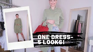 איך לובשים שמלה מכופתרת אחת ב5 לוקים שונים?! | one dress 5 diffrent looks