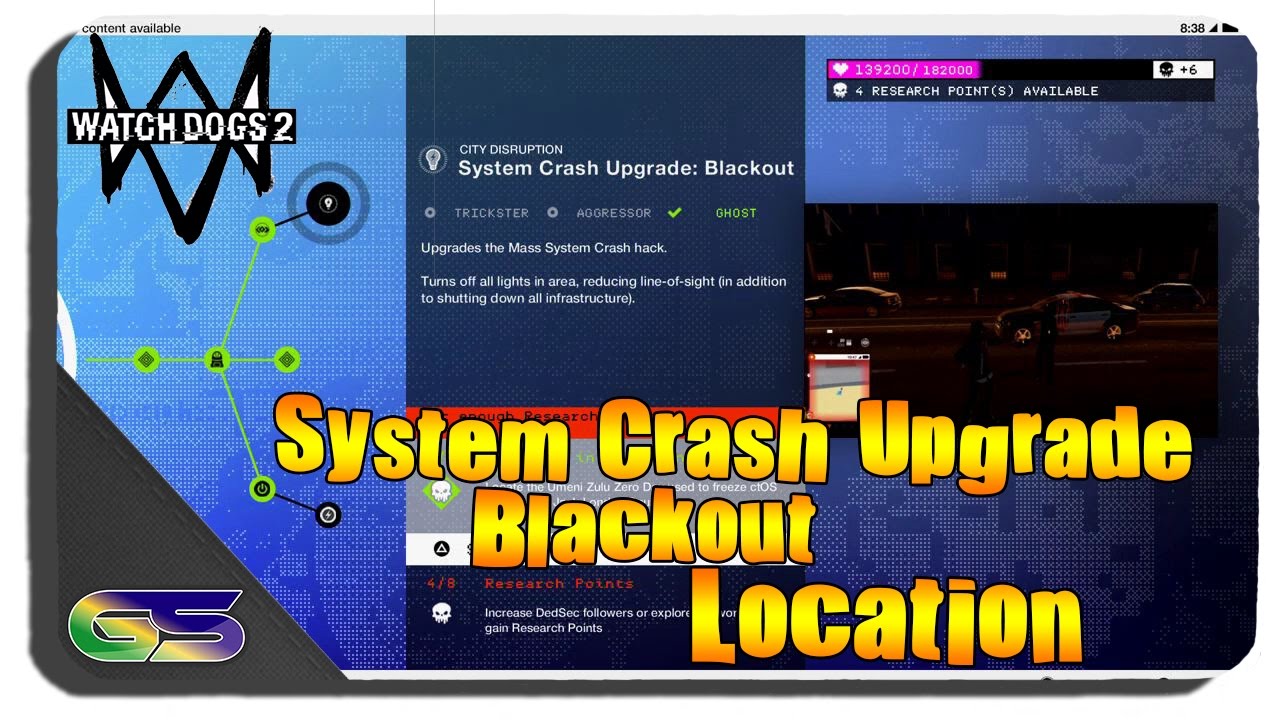 Watch Dogs 2 - System Crash Upgrade Blackout Key Data Location - YouTube