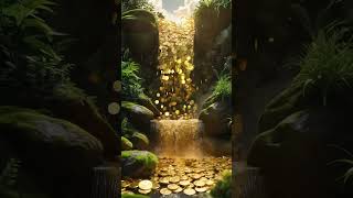 Gold coins fall from the waterfall. #shorts #lucky  #coins  #gold  #fortune