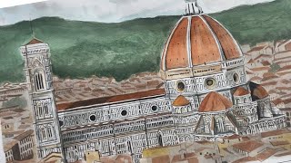 WATER COLOR PAINTING: Florence Cathedral // Time-lapse drawing