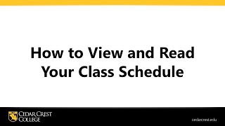 How to View and Read Your Class Schedule