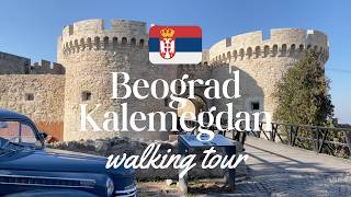 Belgrade Fortress - Kalemegdan, Serbia. Autumn walking tour with natural city sound