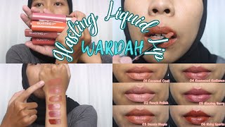 REVIEW \u0026 SWATCHES: [WARDAH] GLASTING LIQUID LIP - SAWO MATANG - NO MAKEUP | BARE FACE - TES MAKAN