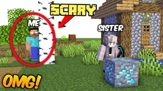 😱I Became HEROBRINE To Troll My Little SISTER in Minecraft