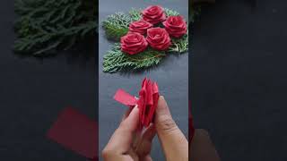 DIY paper rose flower 🌹#diy #paper #papercraft #rose #rosé #flowers #roseflower #red #youtube #yt