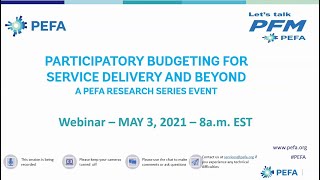 PB Webinar on Participatory Budgeting for Service Delivery and Beyond -  May 3, 2021