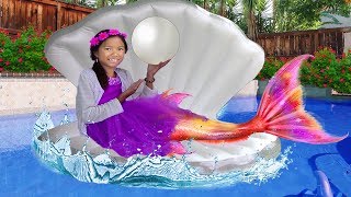 Wendy Pretend Play as Princess Ariel Mermaid Swimming Kids Birthday Pool Party