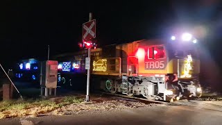 TasRail TR05 TR13 Christmas lights TR12 #35 train crossing Clarendon Station Road